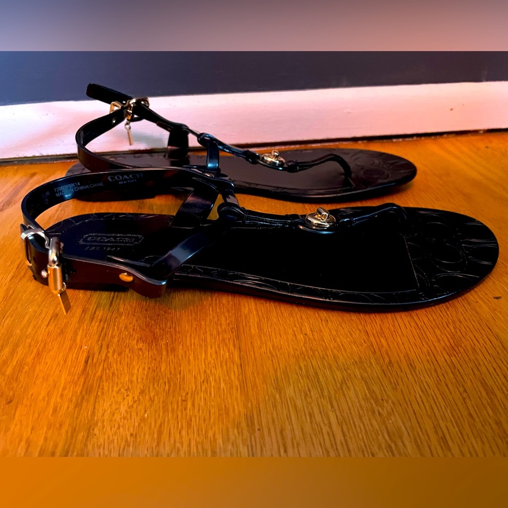 Coach Black T-Strap Sandals 9